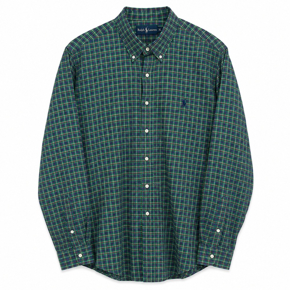 Ralph Lauren Shirt Mens XL Classic Fit Button Down Green Plaid Long Sleeve Prep